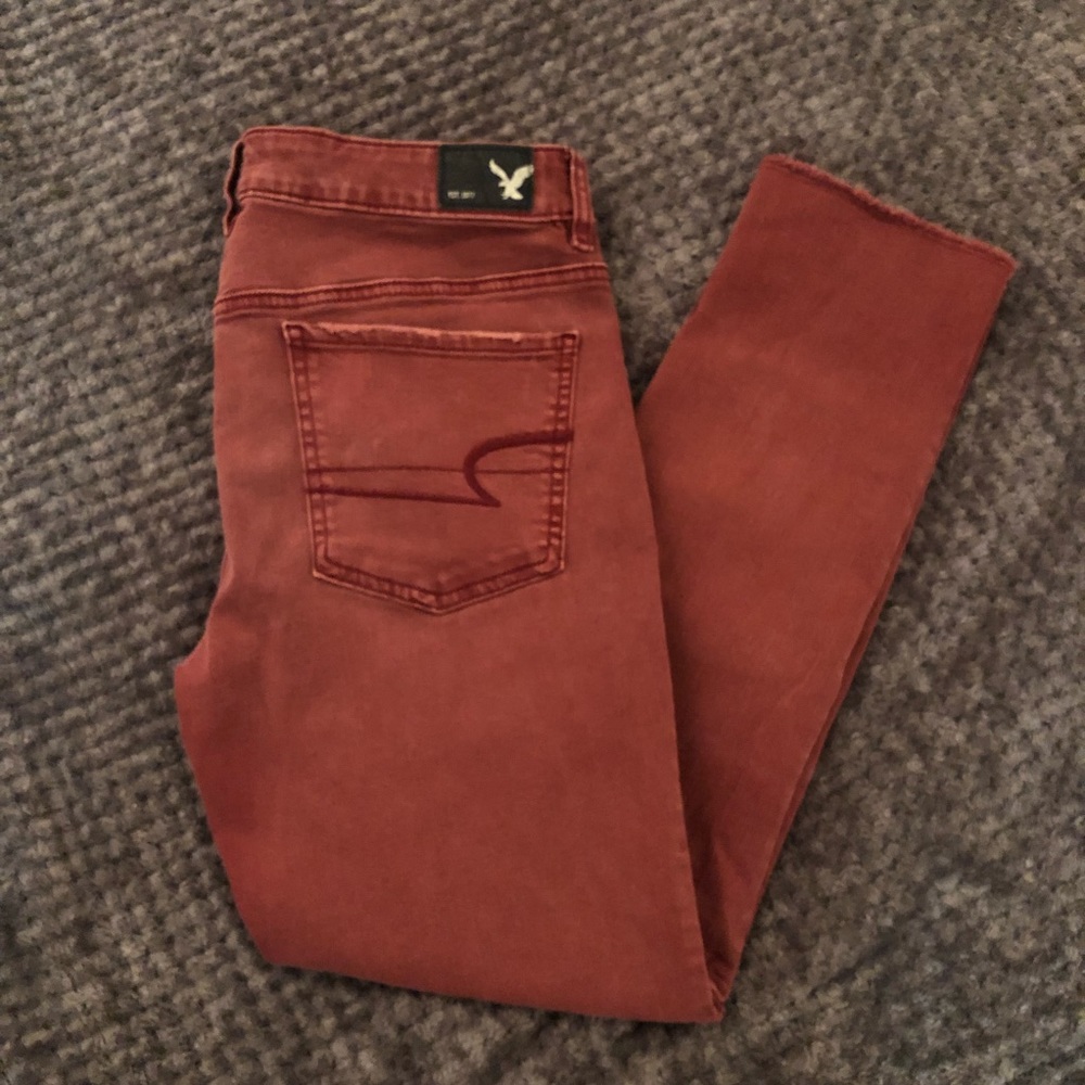 Burgundy American Eagle Crop Jegging sz 12 Regular